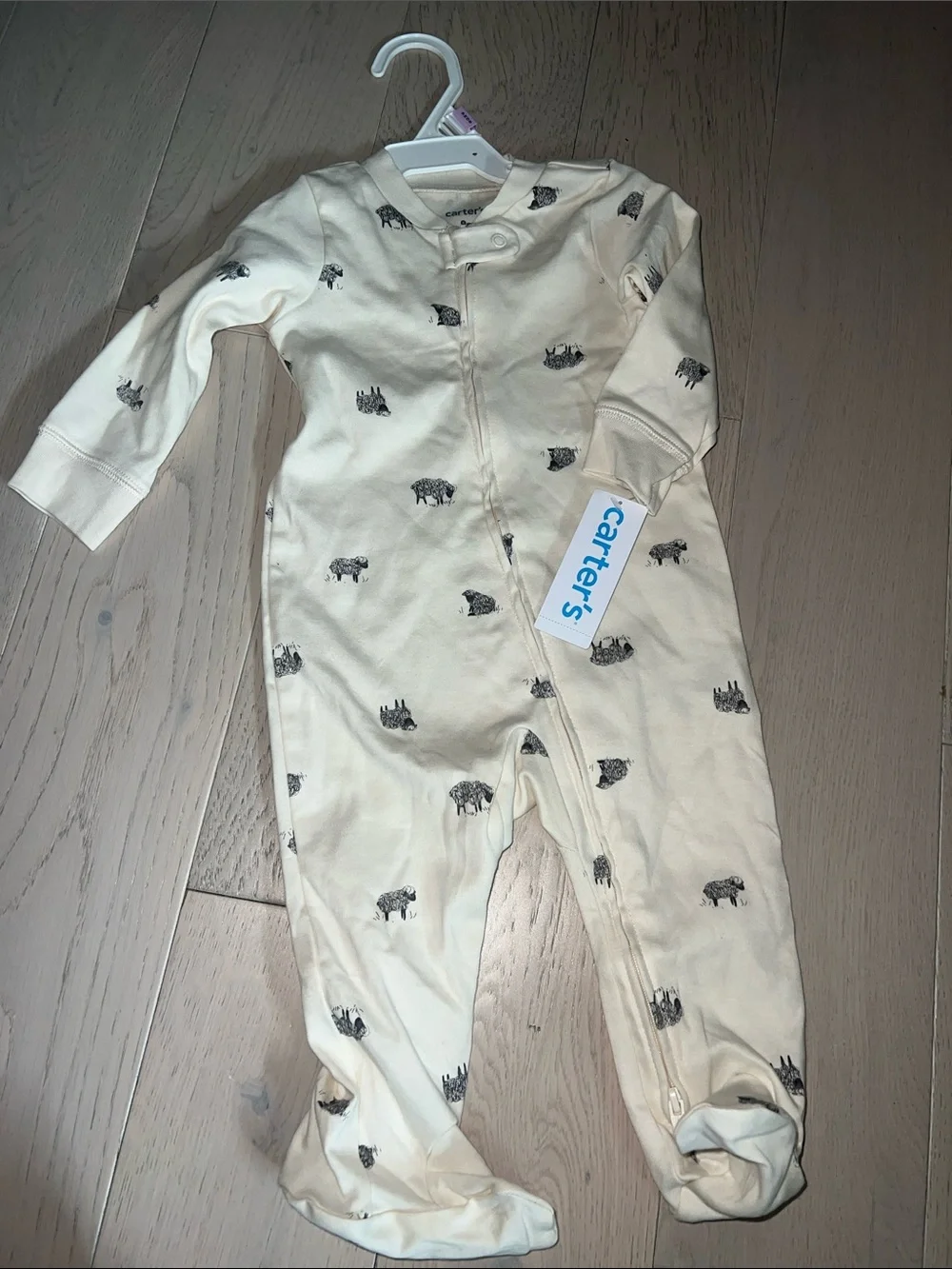 Carter's Cream Footed One-Piece with Tiny sheep Animal Print